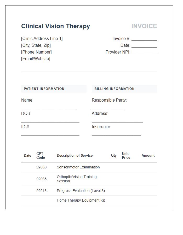 Clinical Vision Therapy Program Invoice Template