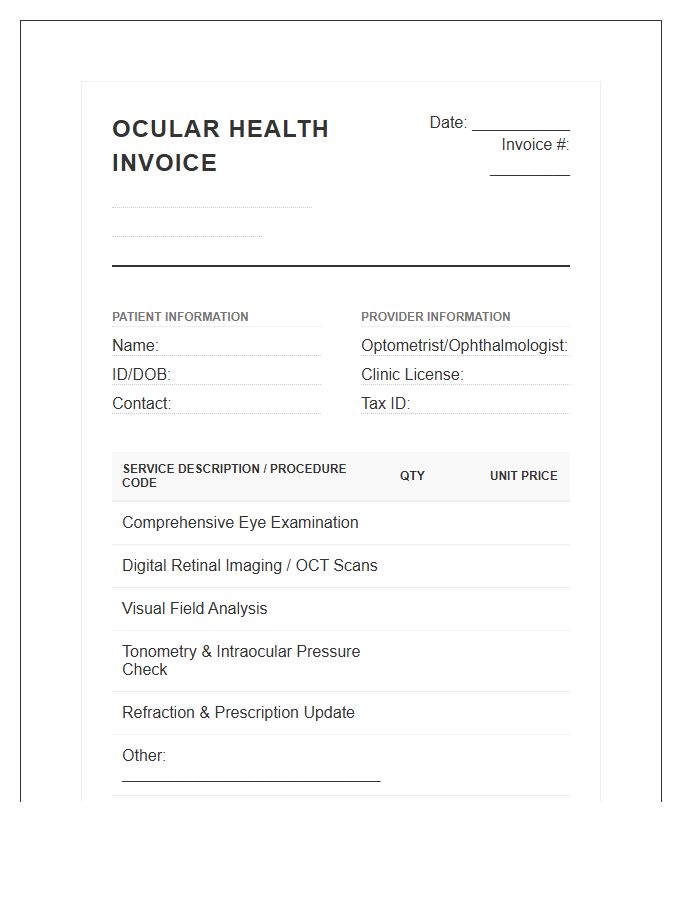 Comprehensive Ocular Health Assessment Invoice Template