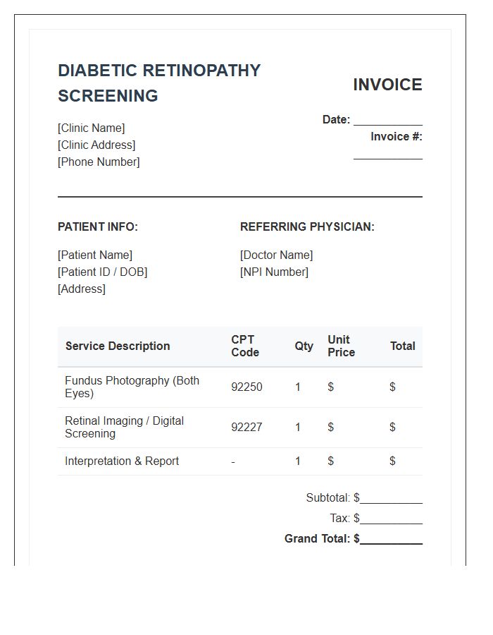Diabetic Retinopathy Screening Invoice Template