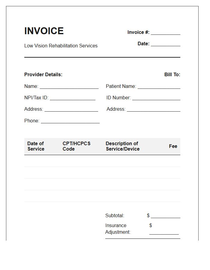 Low Vision Rehabilitation Services Invoice Template