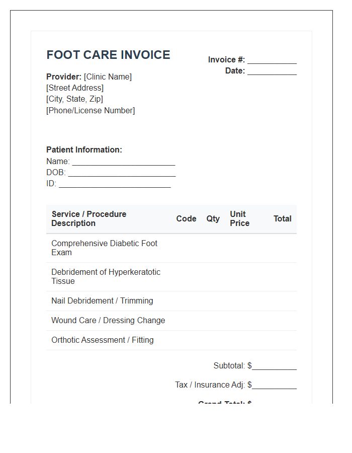 Diabetic Foot Care Invoice Template
