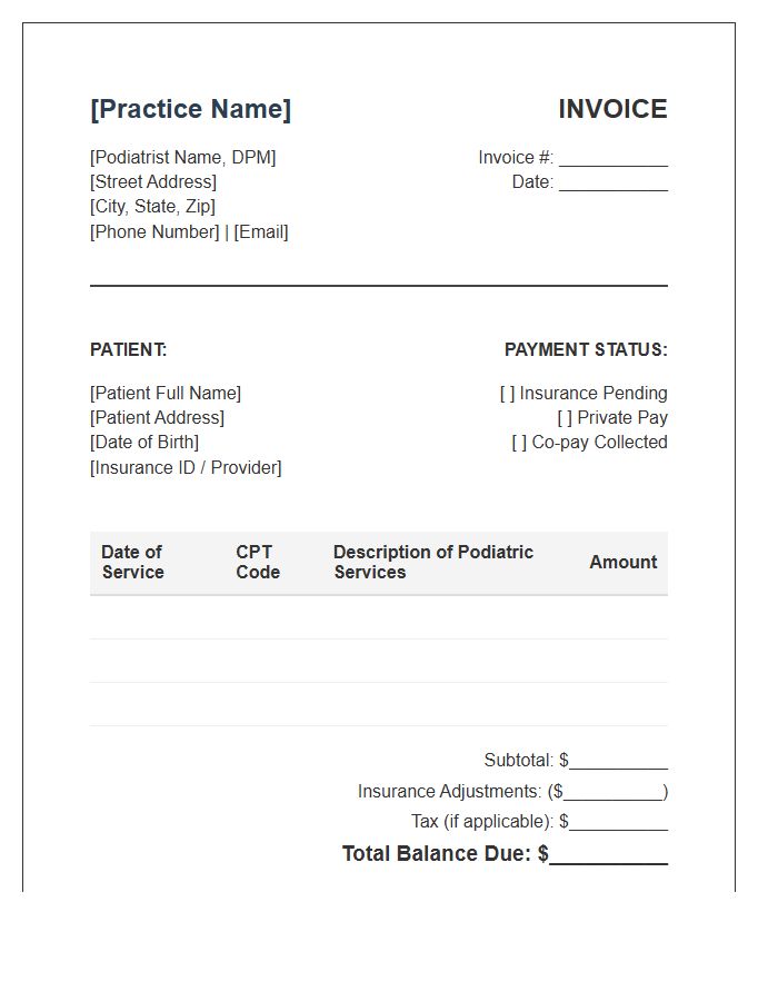 Medical Podiatry Practice Invoice Template