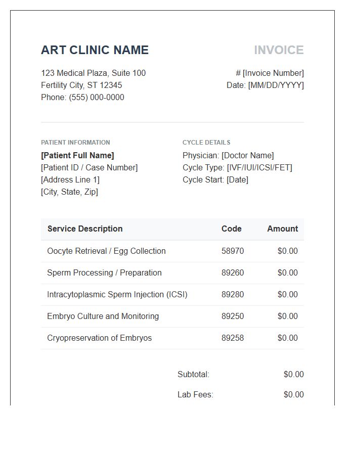 Assisted Reproductive Technology Invoice Template