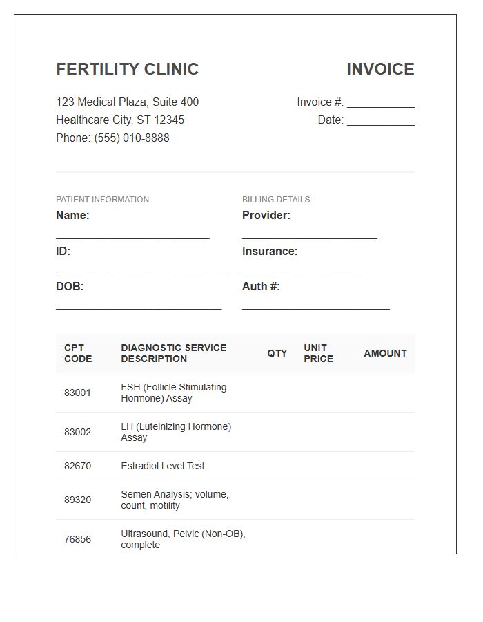 Fertility Diagnostic Testing Invoice Template