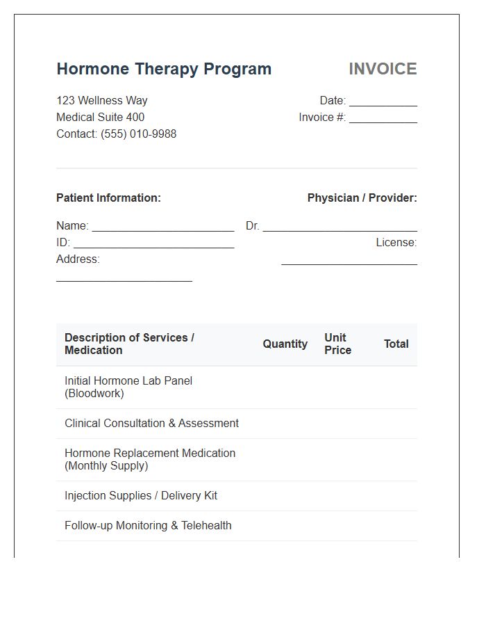 Hormone Therapy Program Invoice Template