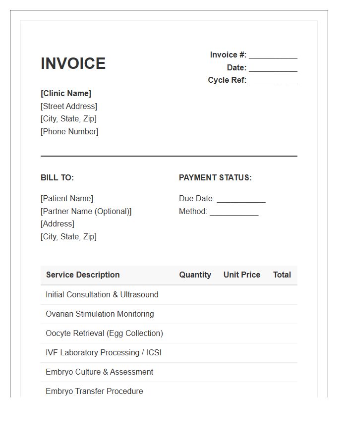 In Vitro Fertilization Service Invoice Template