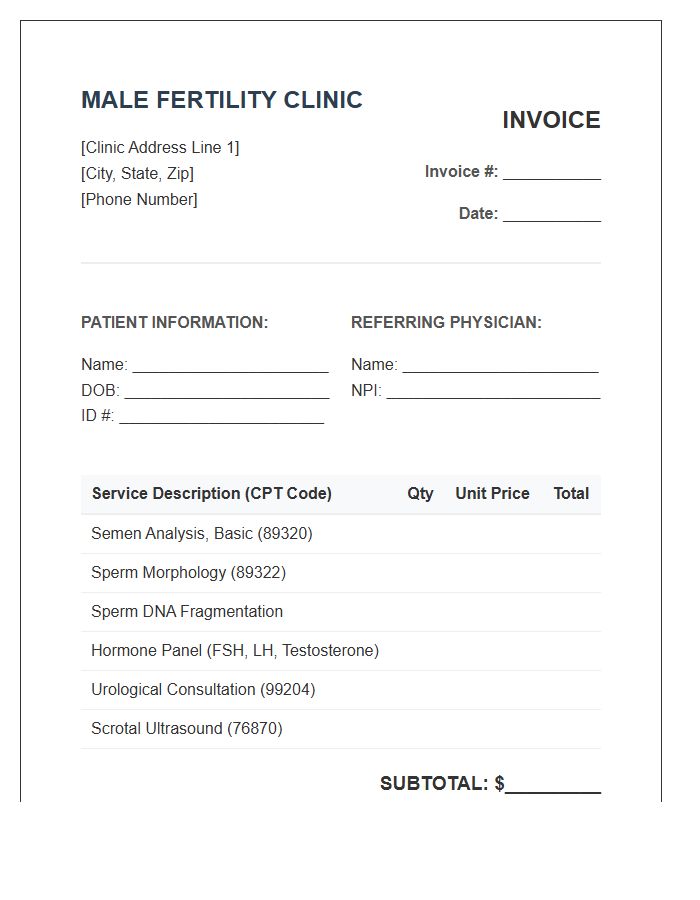 Male Infertility Evaluation Invoice Template