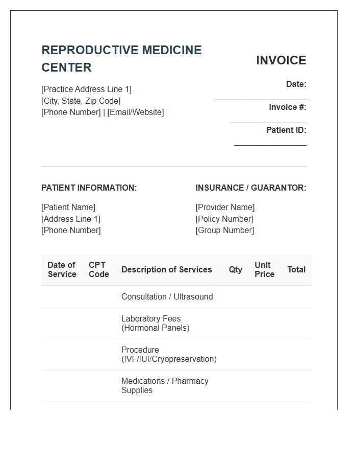 Reproductive Medicine Practice Invoice Template