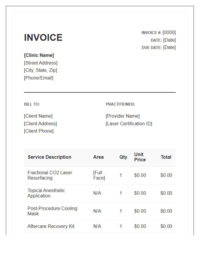 Laser Skin Resurfacing Invoice Template