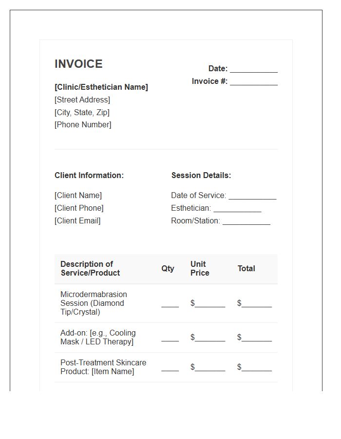 Microdermabrasion Session Invoice Template