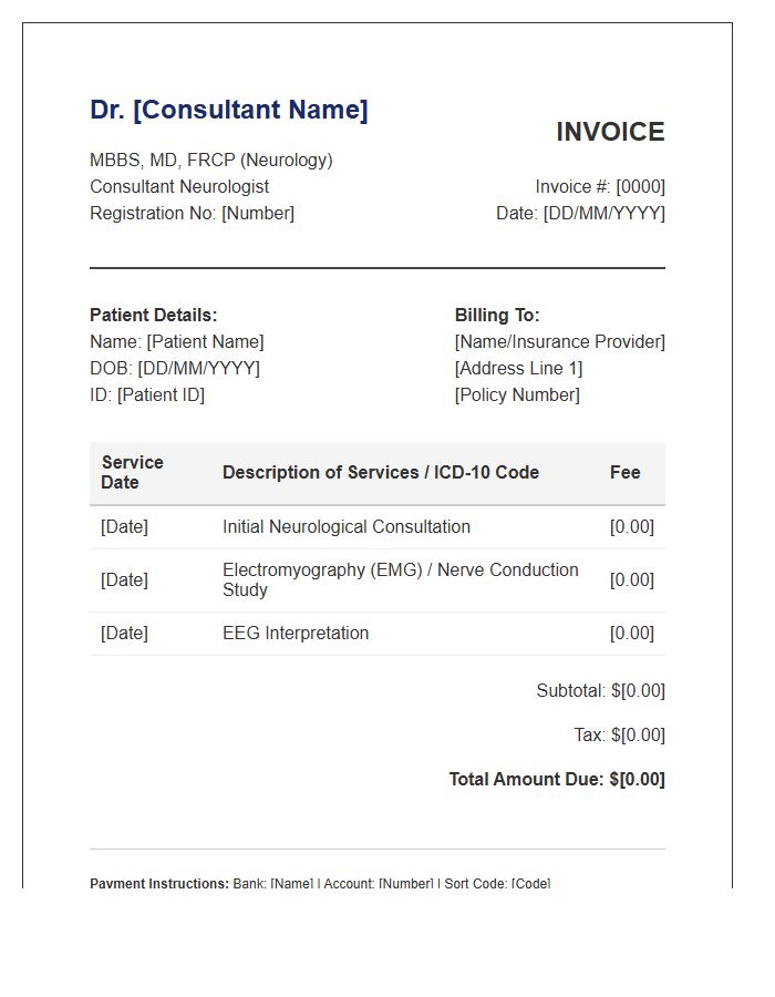 Consultant Neurologist Service Invoice Template