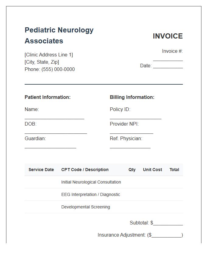 Pediatric Neurology Consultation Invoice Template