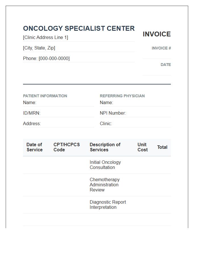 Clinical Oncology Consultation Invoice Template