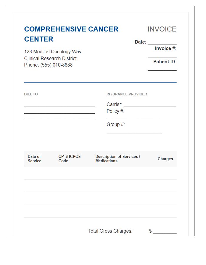 Comprehensive Cancer Center Invoice Template