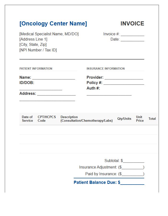 Medical Oncology Specialist Invoice Template