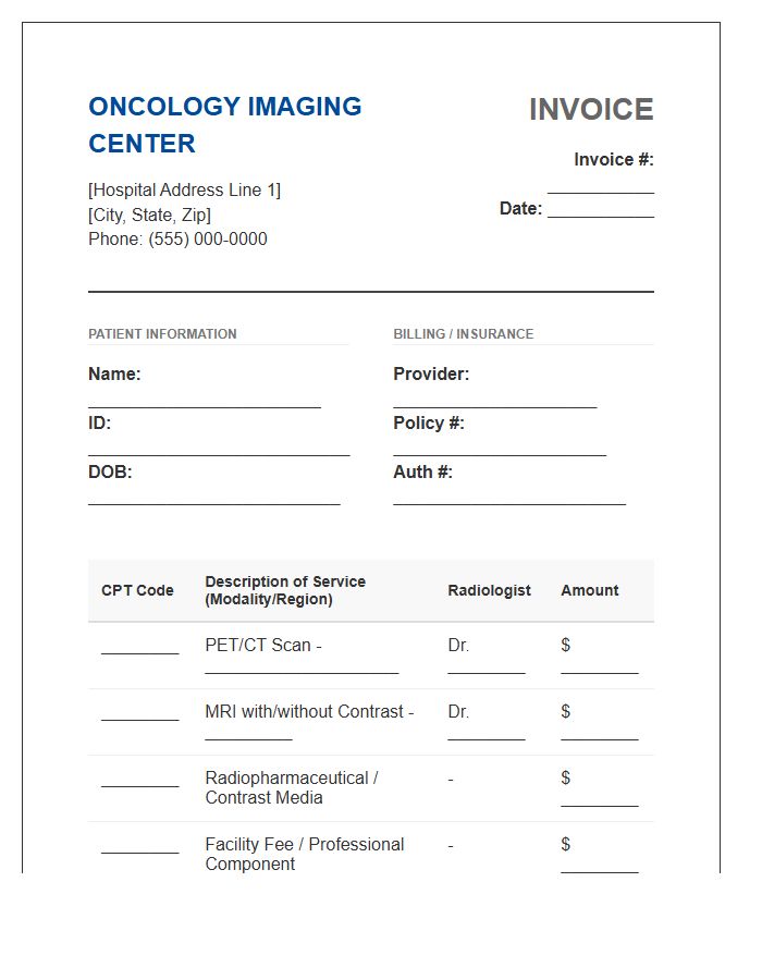 Oncology Diagnostic Imaging Invoice Template
