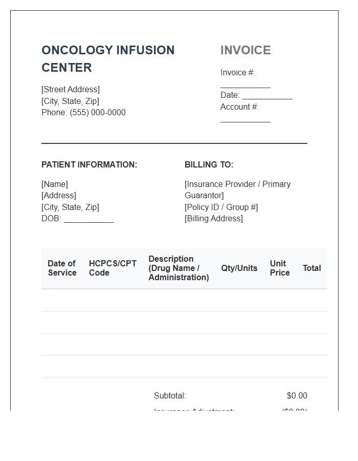 Oncology Infusion Center Invoice Template