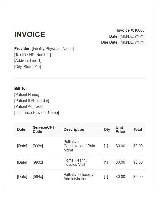 Palliative Cancer Care Invoice Template