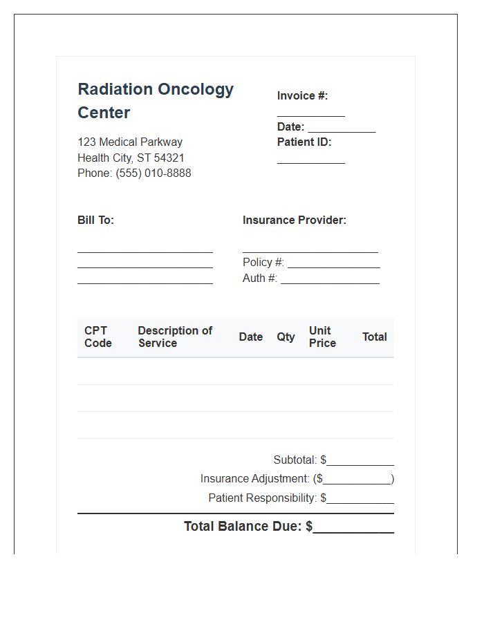 Radiation Therapy Facility Invoice Template