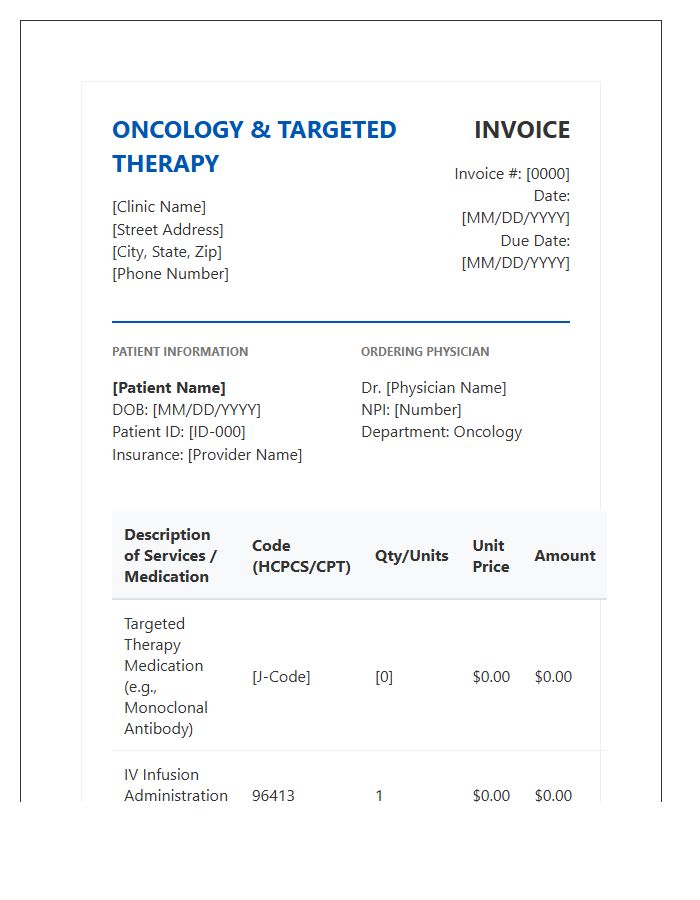 Targeted Therapy Administration Invoice Template