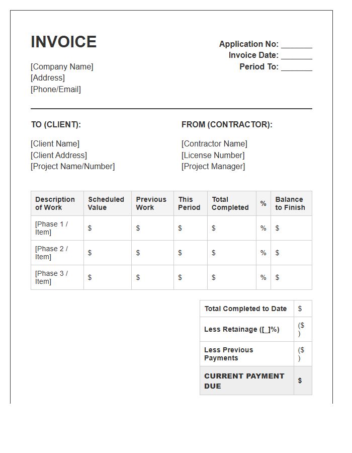 Construction Progress Billing Invoice Template