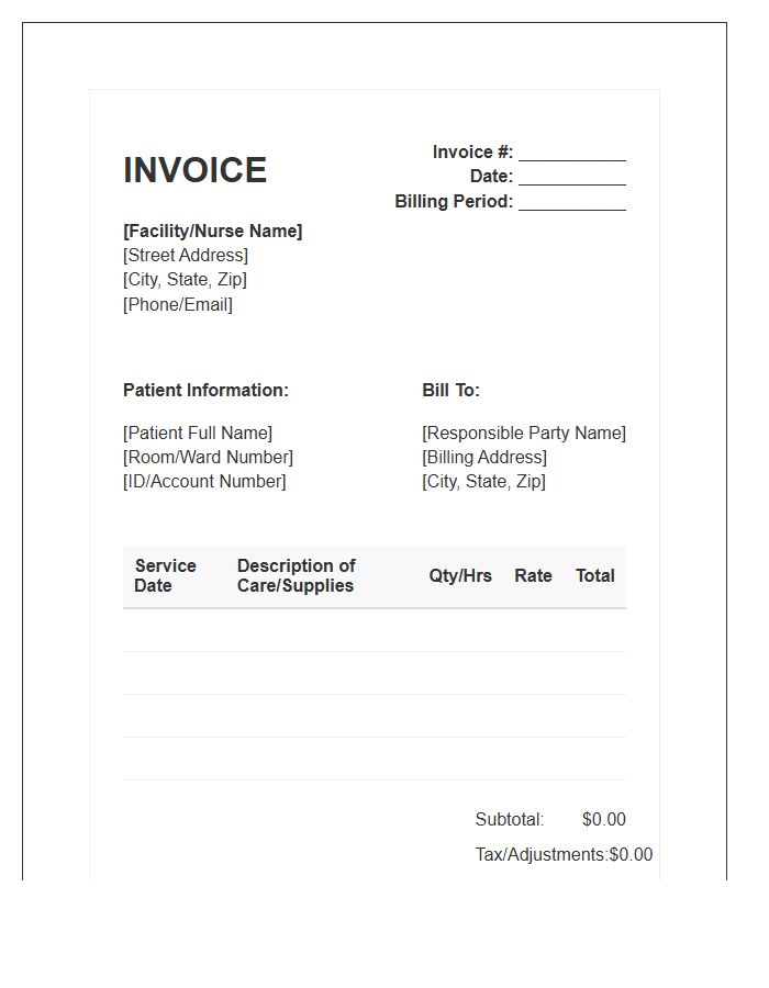 Long Term Geriatric Nursing Invoice Template