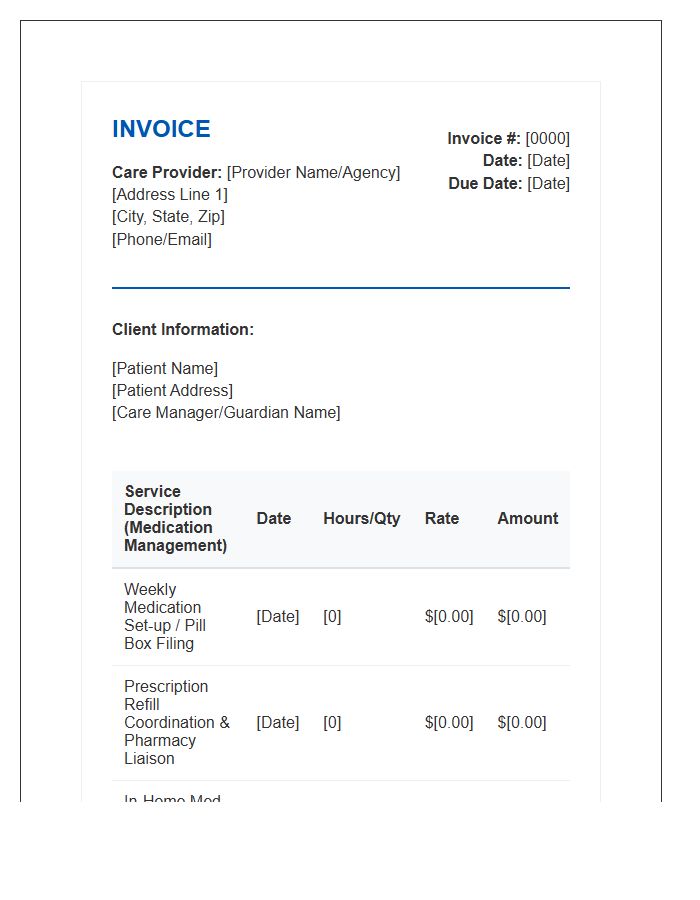 Medication Management Geriatric Care Invoice Template