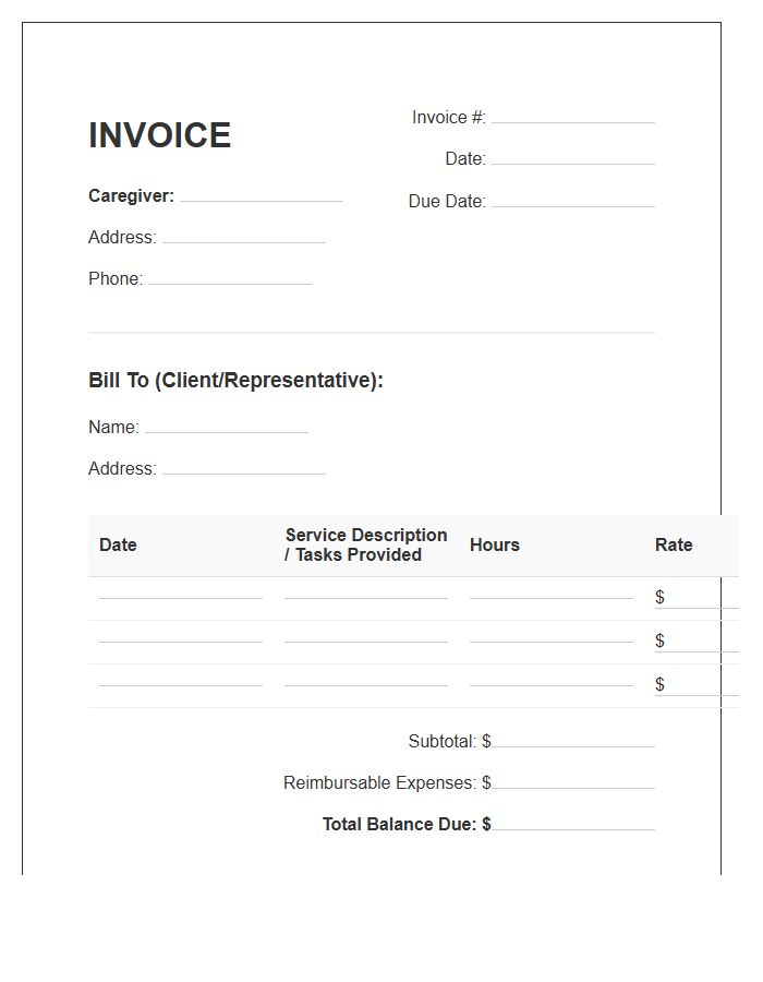 Private Duty Senior Care Invoice Template