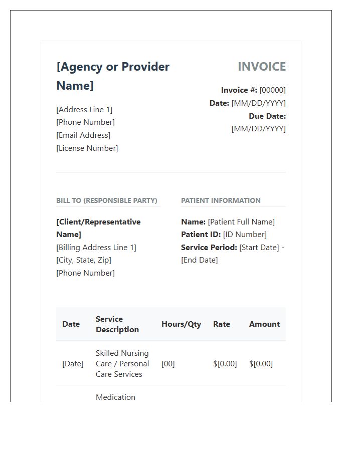 Professional Geriatric Home Care Invoice Template