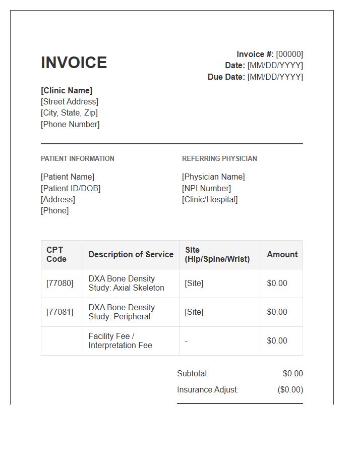 Bone Densitometry Service Invoice Template