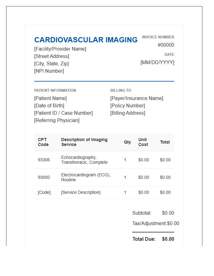 Cardiovascular Imaging Professional Invoice Template