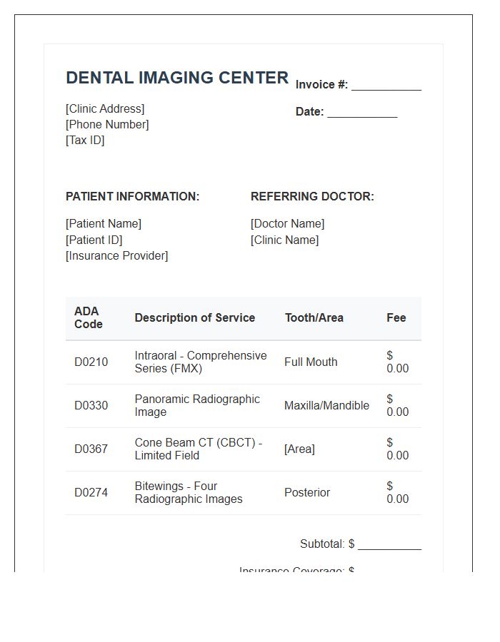 Dental Radiographic Imaging Invoice Template