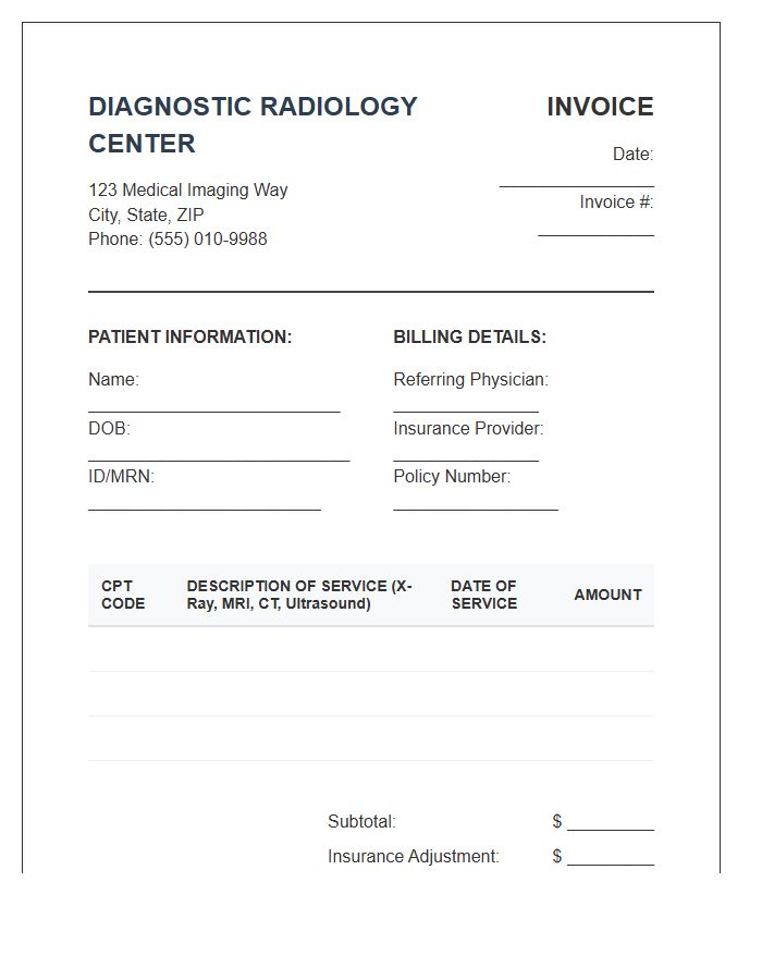 Diagnostic Radiology Imaging Service Invoice Template