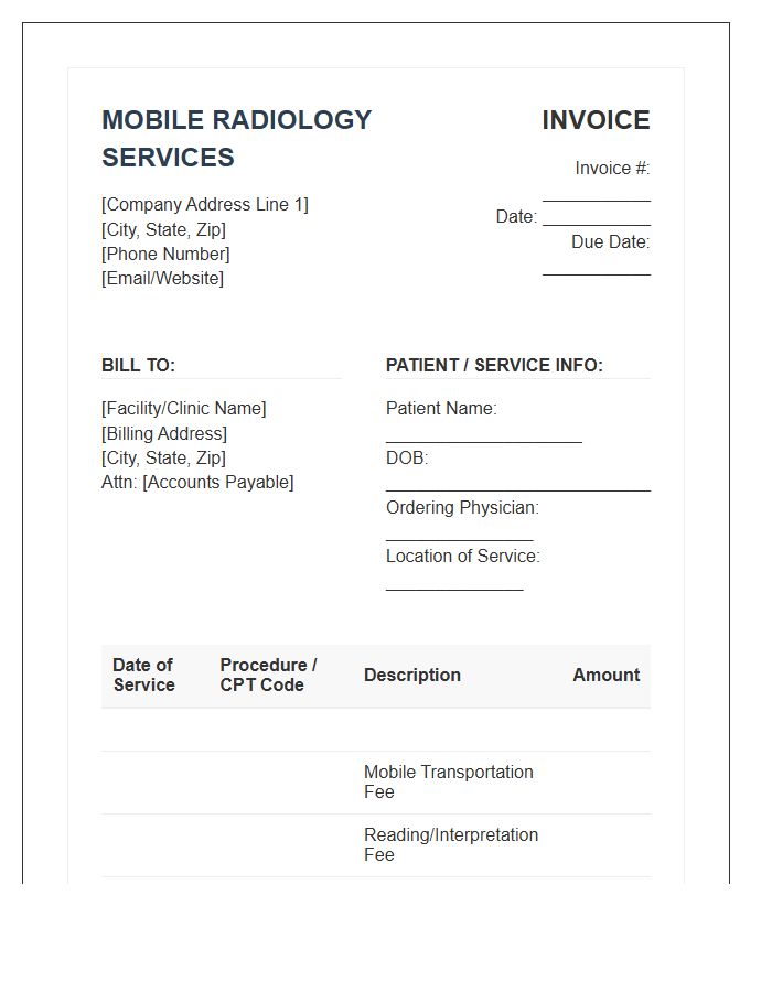 Mobile Radiology Service Invoice Template