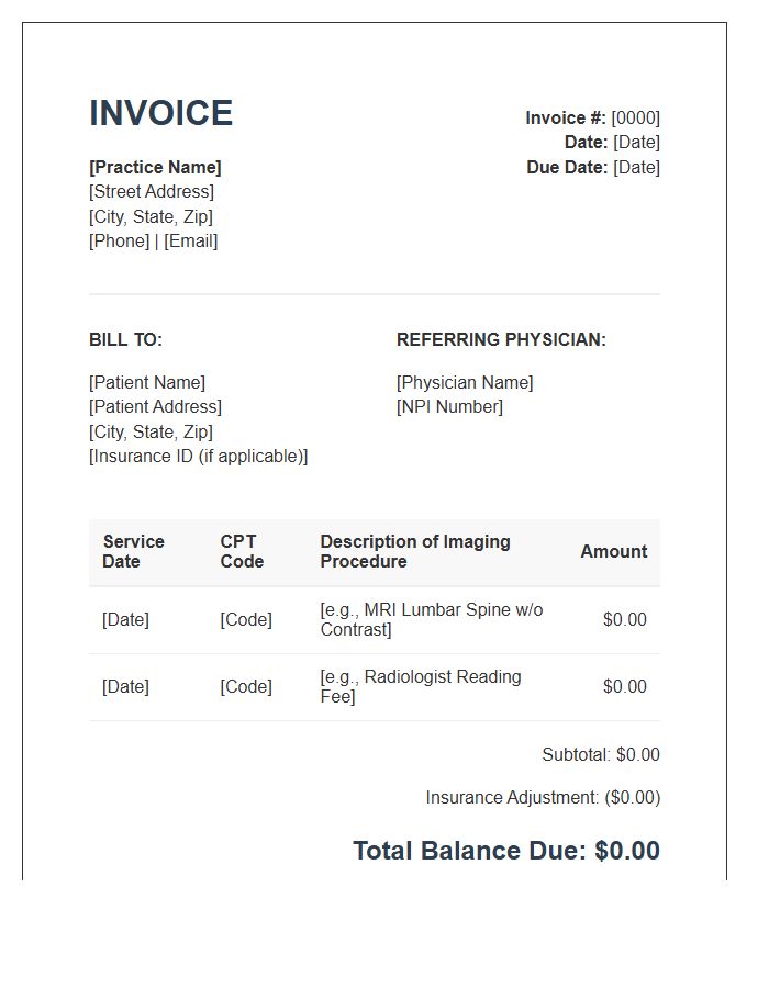 Private Practice Imaging Invoice Template