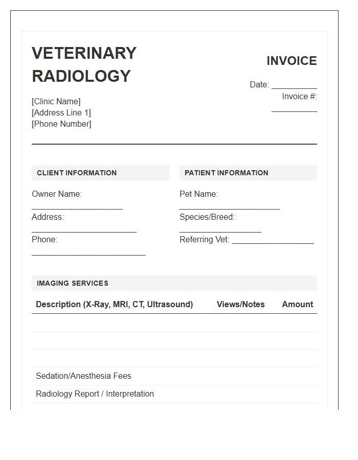 Veterinary Radiology Imaging Invoice Template
