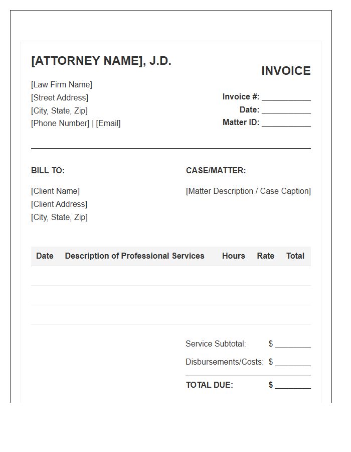 Juris Doctor Professional Services Invoice Template