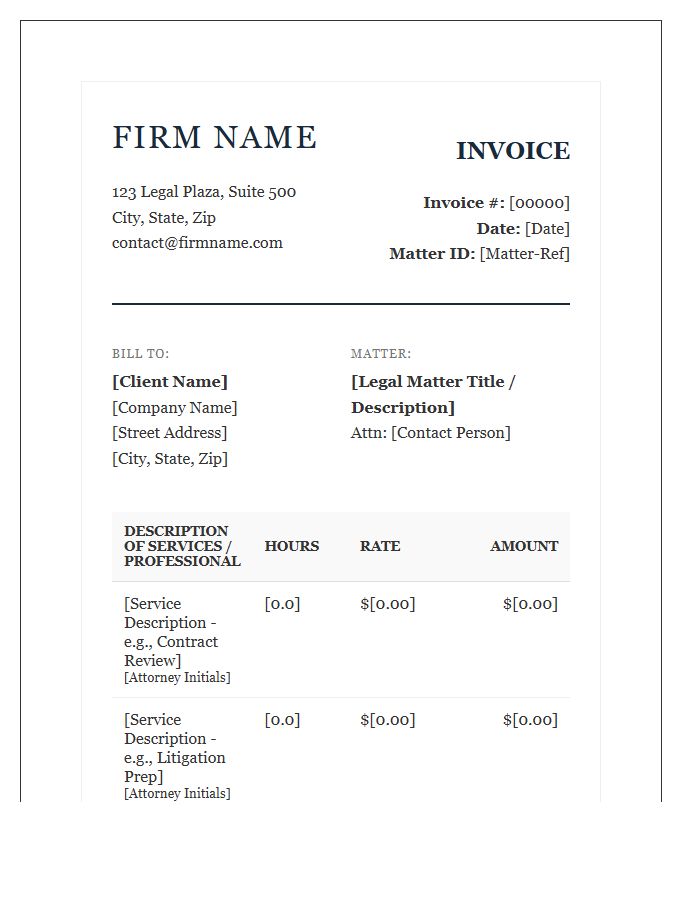 Boutique Legal Firm Corporate Invoice Template
