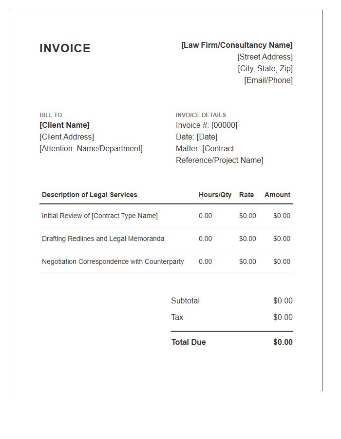 Commercial Contract Review Invoice Template