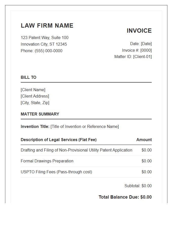 Flat Fee Patent Attorney Invoice Template