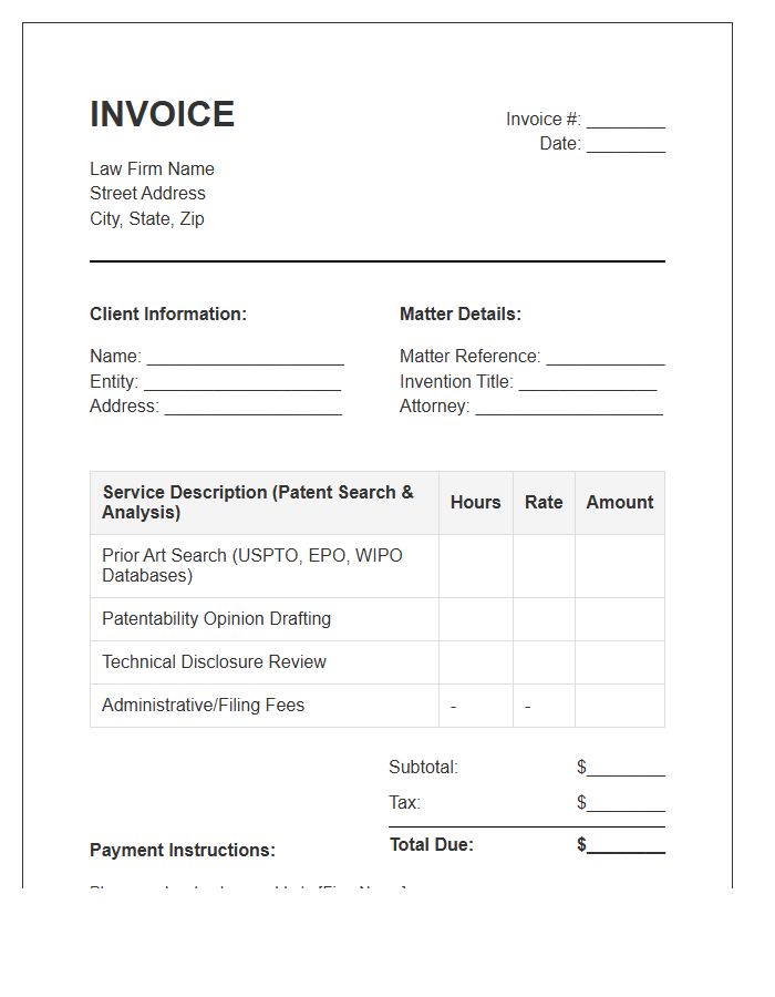 Patent Search Attorney Invoice Template