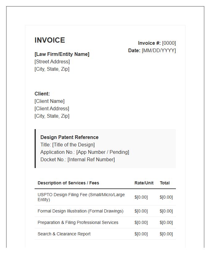 Design Patent Application Invoice Template