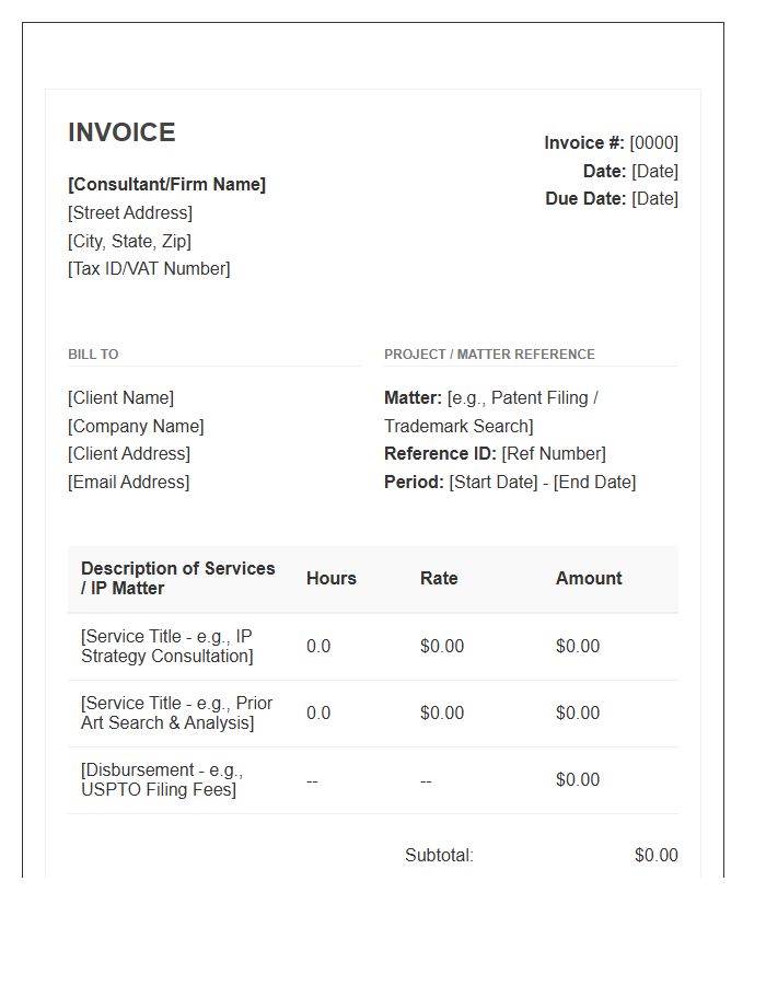 Intellectual Property Consulting Services Invoice Template