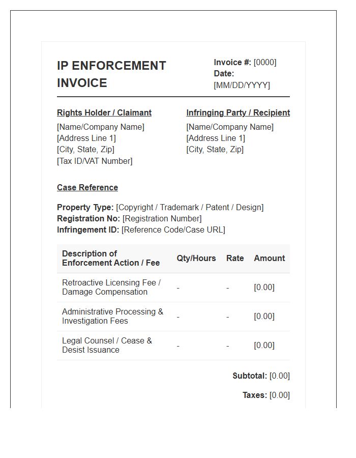 Intellectual Property Rights Enforcement Invoice Template