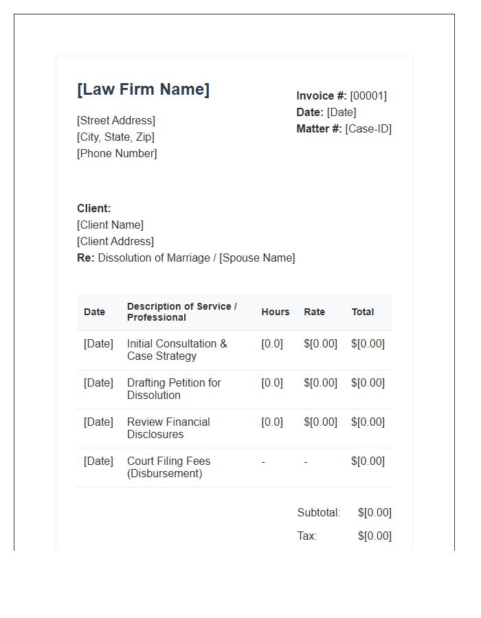 Divorce Lawyer Billing Invoice Template