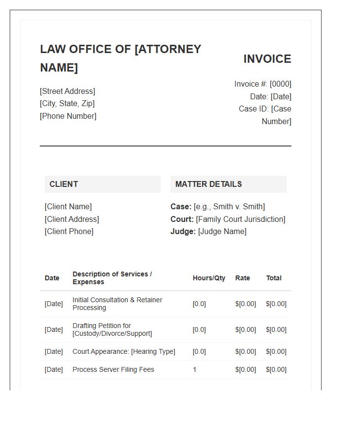 Family Court Representation Invoice Template