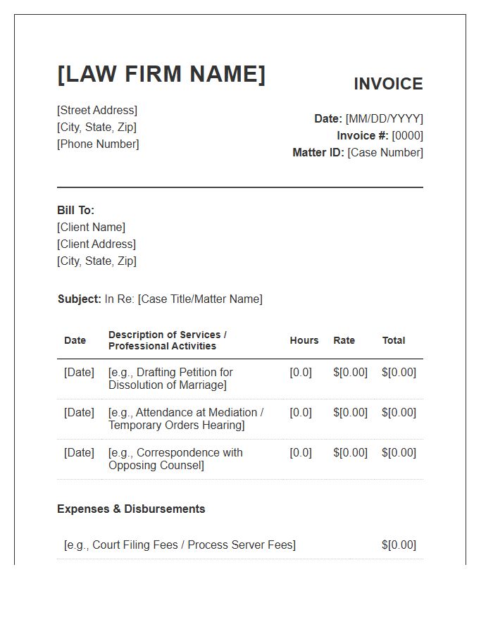 Family Law Attorney Invoice Template