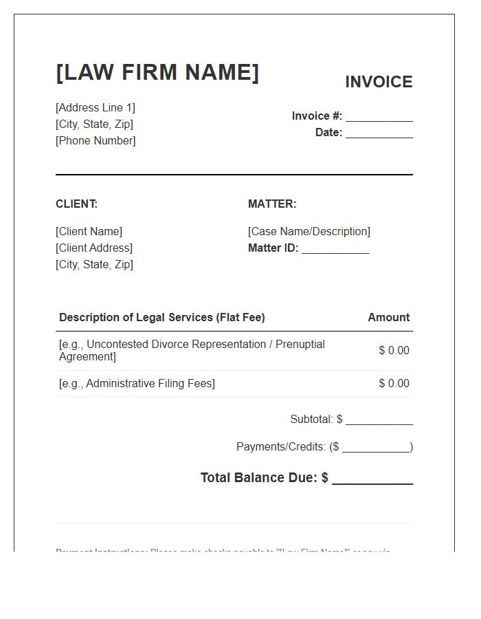 Flat Fee Family Law Invoice Template