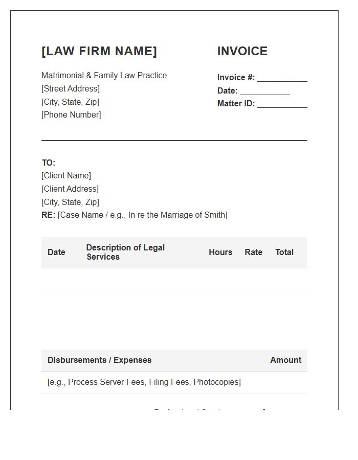 Matrimonial Law Firm Invoice Template