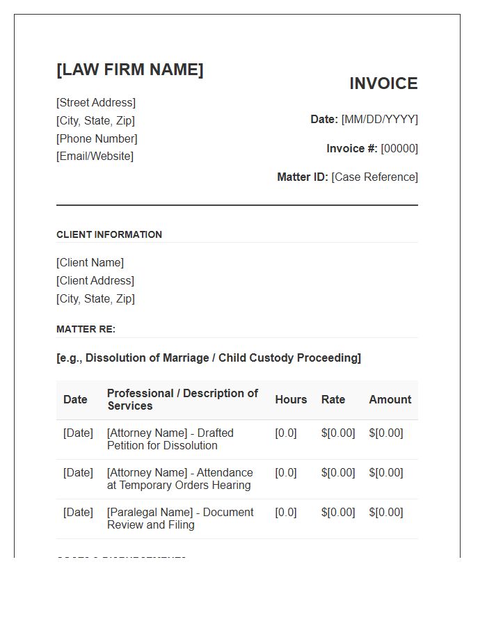 Standard Family Law Practice Invoice Template